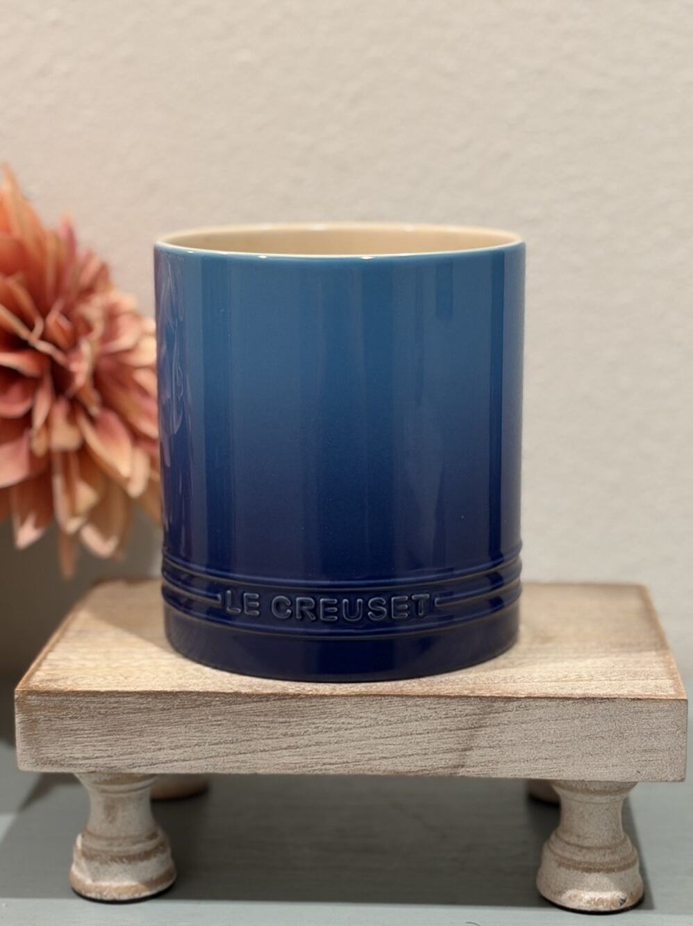 Le Creuset Stoneware Signature Straight Wall Utensil Crock 1.1L / 1Qt-AZURE BLUE